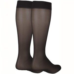 Sheer Compression Stockings 8-15 mmHg Support Knee High Closed Toe Black Size Sm